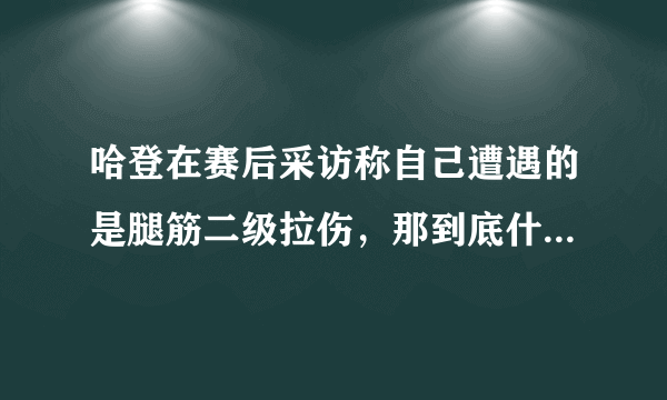 哈登在赛后采访称自己遭遇的是腿筋二级拉伤，那到底什么是腿筋二级拉伤？