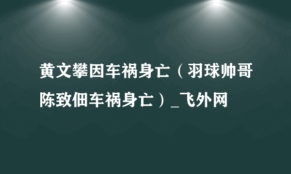 黄文攀因车祸身亡（羽球帅哥陈致佃车祸身亡）_飞外网