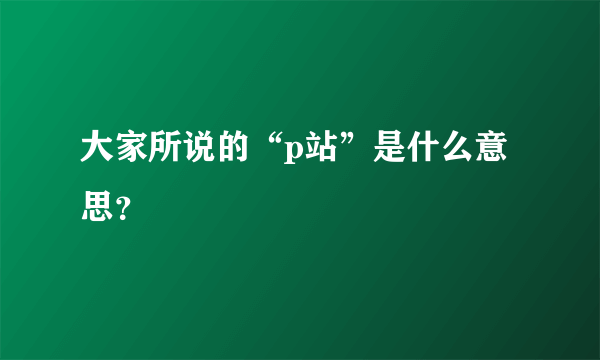 大家所说的“p站”是什么意思？