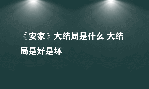 《安家》大结局是什么 大结局是好是坏