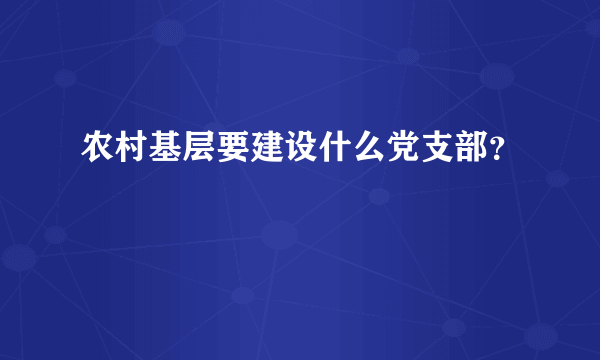 农村基层要建设什么党支部？