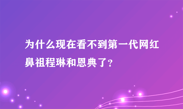 为什么现在看不到第一代网红鼻祖程琳和恩典了？