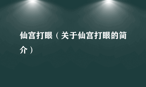 仙宫打眼（关于仙宫打眼的简介）