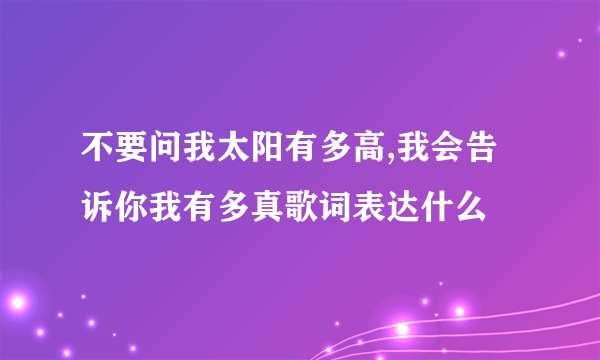 不要问我太阳有多高,我会告诉你我有多真歌词表达什么