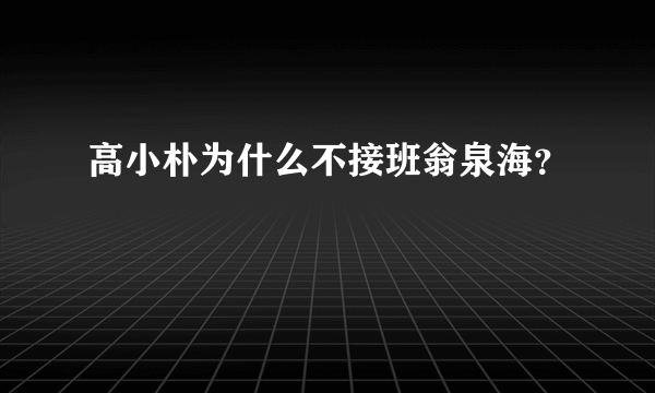 高小朴为什么不接班翁泉海？