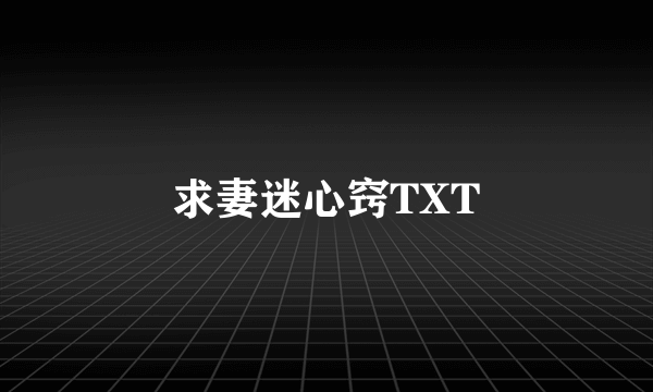 求妻迷心窍TXT