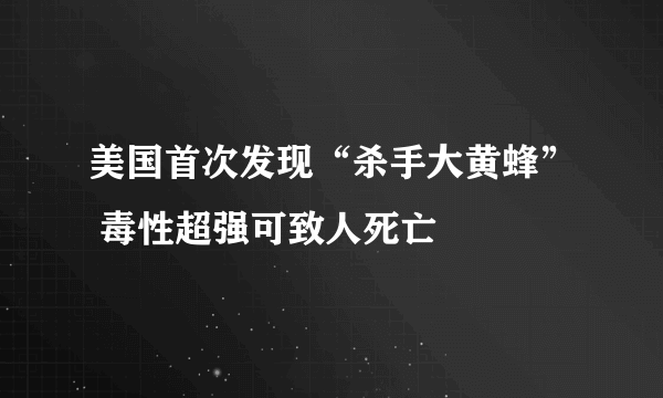 美国首次发现“杀手大黄蜂” 毒性超强可致人死亡 