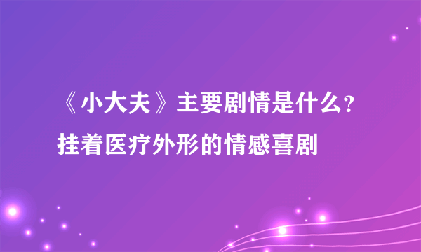 《小大夫》主要剧情是什么？挂着医疗外形的情感喜剧