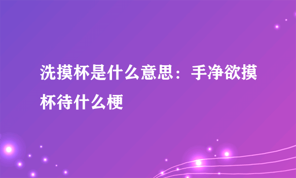 洗摸杯是什么意思：手净欲摸杯待什么梗