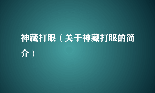 神藏打眼（关于神藏打眼的简介）