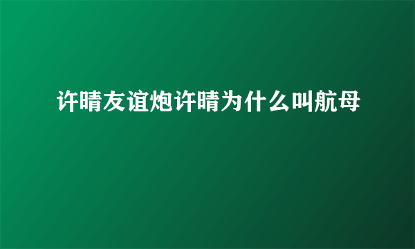 许晴友谊炮许晴为什么叫航母