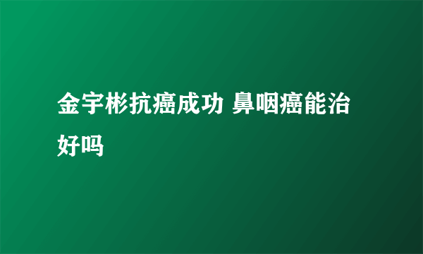 金宇彬抗癌成功 鼻咽癌能治好吗