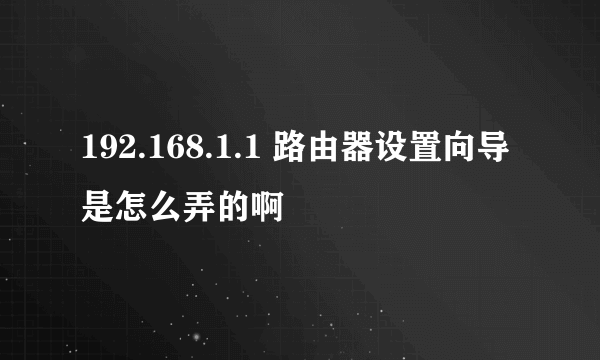 192.168.1.1 路由器设置向导是怎么弄的啊