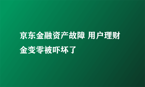 京东金融资产故障 用户理财金变零被吓坏了