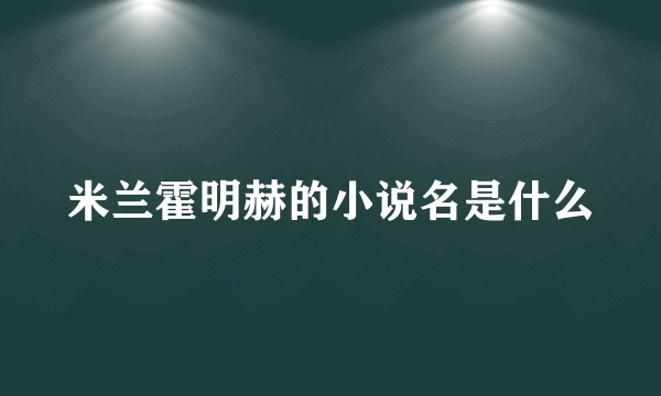 米兰霍明赫的小说名是什么