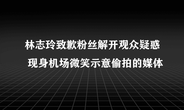 林志玲致歉粉丝解开观众疑惑 现身机场微笑示意偷拍的媒体