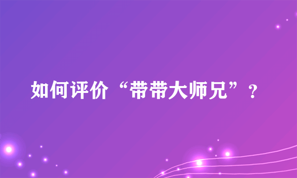 如何评价“带带大师兄”？