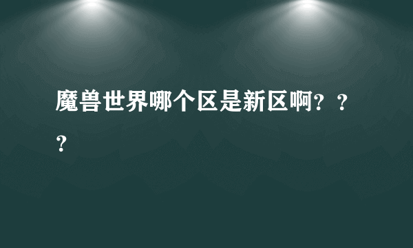 魔兽世界哪个区是新区啊？？？