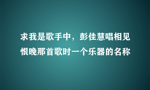 求我是歌手中，彭佳慧唱相见恨晚那首歌时一个乐器的名称