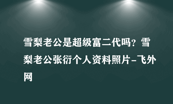 雪梨老公是超级富二代吗？雪梨老公张衍个人资料照片-飞外网