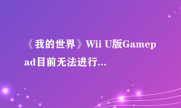 《我的世界》Wii U版Gamepad目前无法进行物品管理