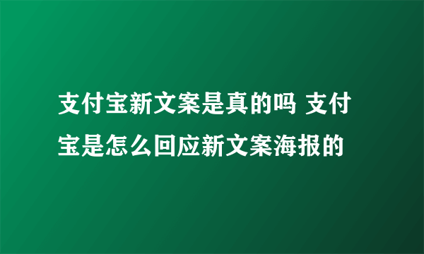 支付宝新文案是真的吗 支付宝是怎么回应新文案海报的