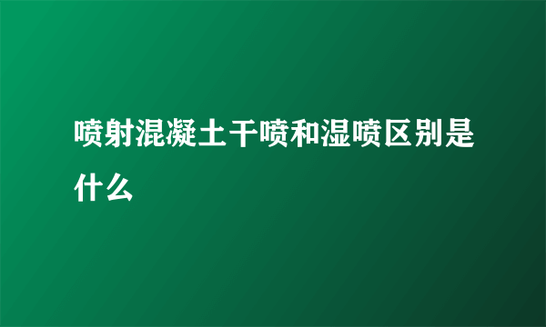 喷射混凝土干喷和湿喷区别是什么