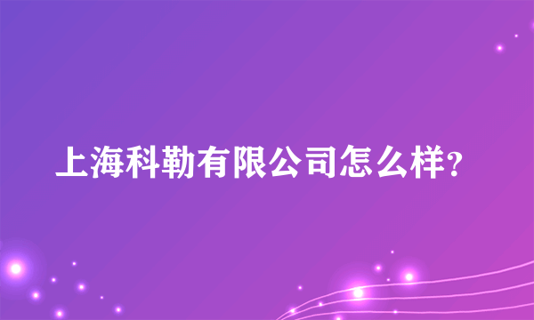 上海科勒有限公司怎么样？