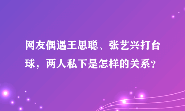 网友偶遇王思聪、张艺兴打台球，两人私下是怎样的关系？