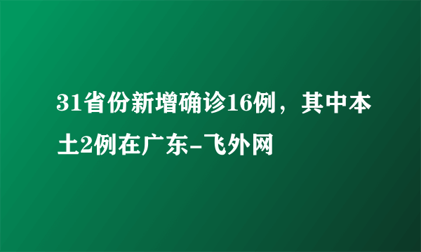 31省份新增确诊16例，其中本土2例在广东-飞外网