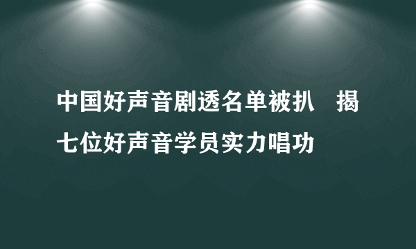 中国好声音剧透名单被扒   揭七位好声音学员实力唱功