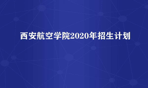 西安航空学院2020年招生计划