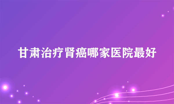 甘肃治疗肾癌哪家医院最好