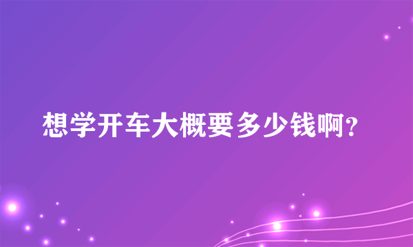 想学开车大概要多少钱啊？