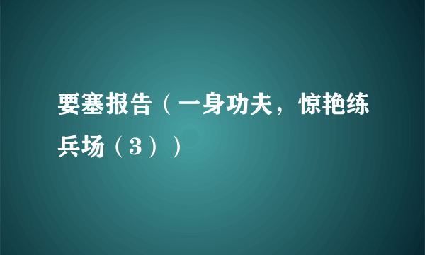 要塞报告（一身功夫，惊艳练兵场（3））