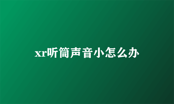 xr听筒声音小怎么办