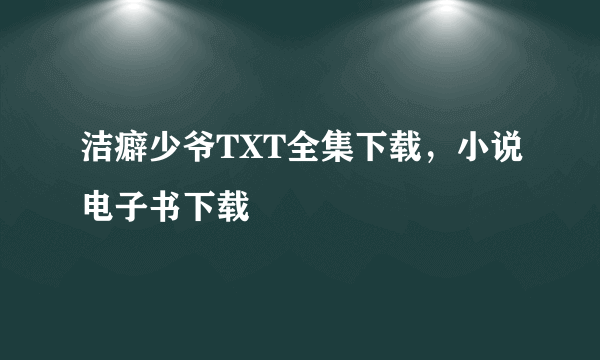 洁癖少爷TXT全集下载，小说电子书下载