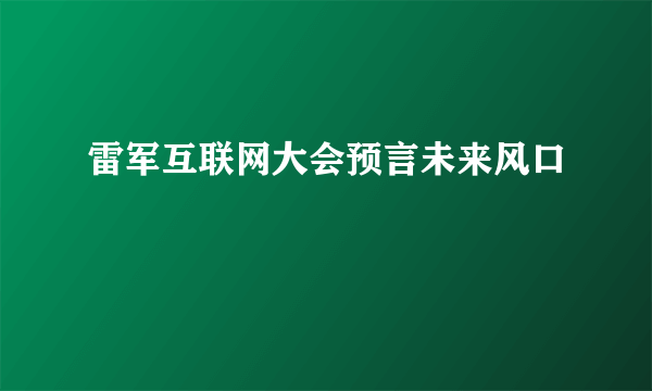 雷军互联网大会预言未来风口