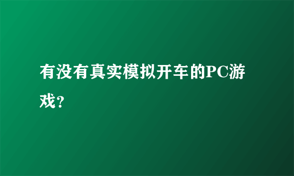 有没有真实模拟开车的PC游戏？