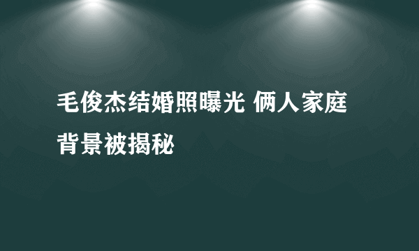 毛俊杰结婚照曝光 俩人家庭背景被揭秘