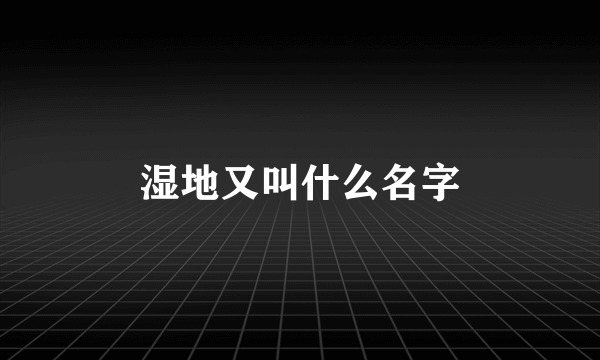 湿地又叫什么名字