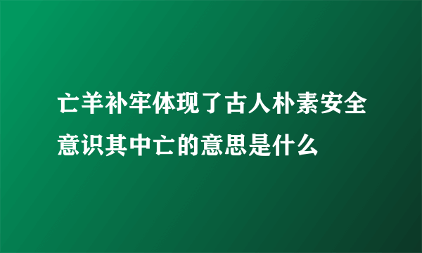 亡羊补牢体现了古人朴素安全意识其中亡的意思是什么