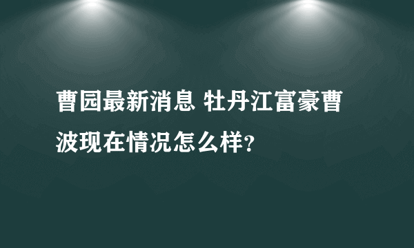 曹园最新消息 牡丹江富豪曹波现在情况怎么样？