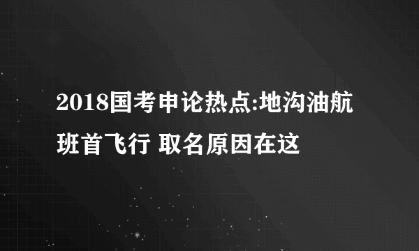 2018国考申论热点:地沟油航班首飞行 取名原因在这