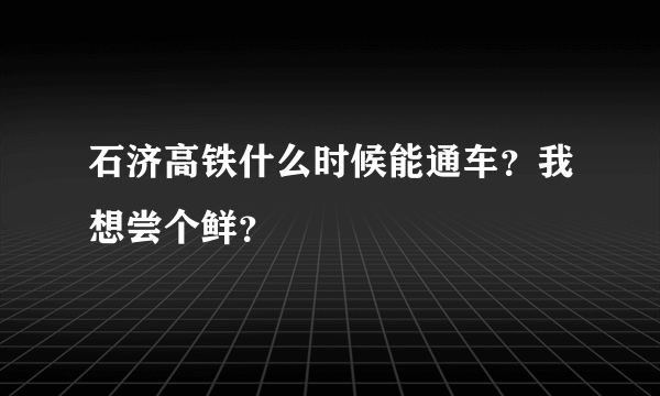 石济高铁什么时候能通车？我想尝个鲜？