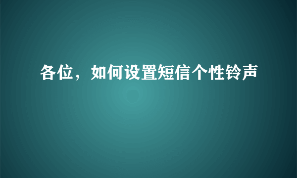 各位，如何设置短信个性铃声