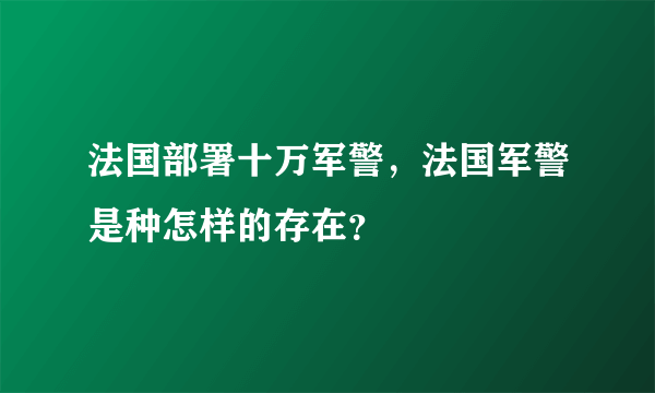 法国部署十万军警，法国军警是种怎样的存在？