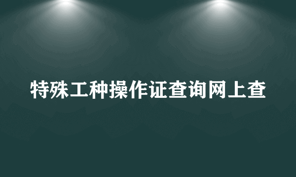 特殊工种操作证查询网上查