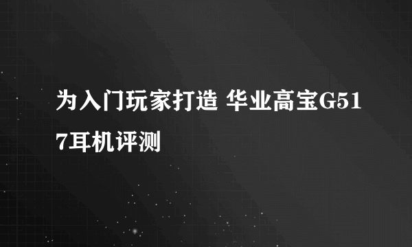 为入门玩家打造 华业高宝G517耳机评测