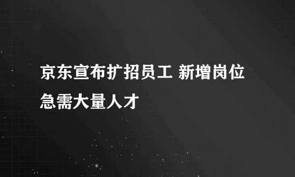 京东宣布扩招员工 新增岗位急需大量人才